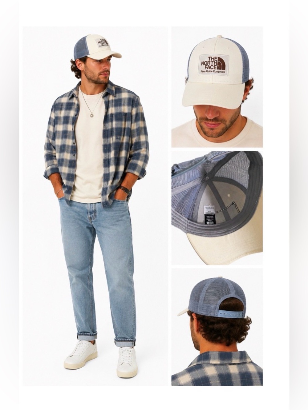 THE NORTH FACE Ivory and Grey Two Tone Trucker Hat